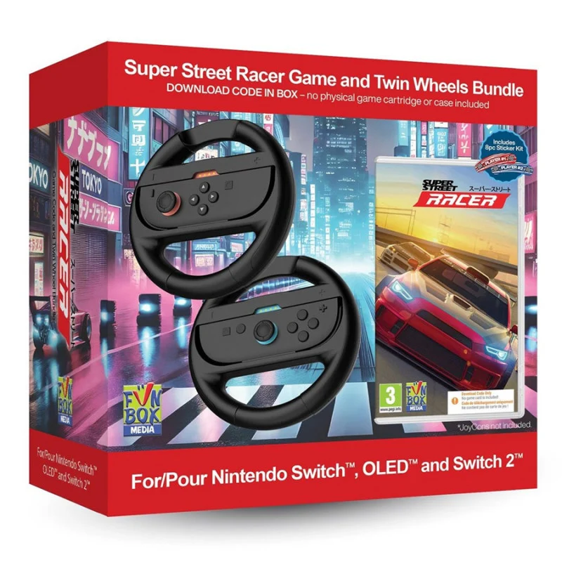 Super Street Racer Bundle + Volante Compatible con Switch y Switch 2 (Codigo en Caja)