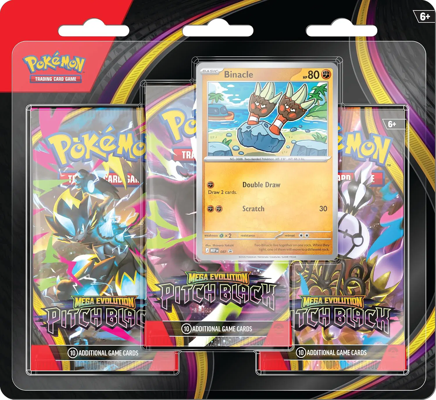Pokemon TCG Mega Evolution Pitch Black 3 Booster Pack Blister (Importacion UK)