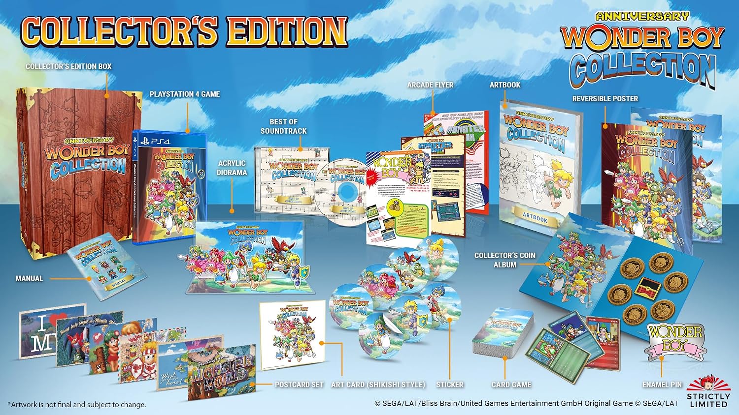 Carátula de Wonder Boy Anniversary Collection Collectors Edition Strictly Limited Games (Import) para PS4 (edición PAL España)